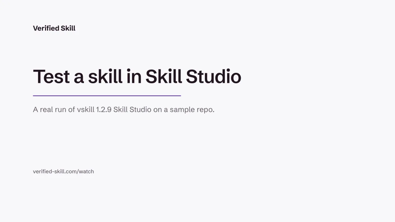 Test a skill in Skill Studio